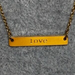 Jook and Nona LOVE bar Pendant Necklace 18k gold plated